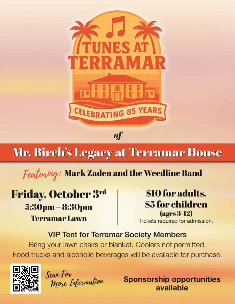 Flyer for Tunes At Terramar on Friday, October 3rd, 2025 at Birch State Park