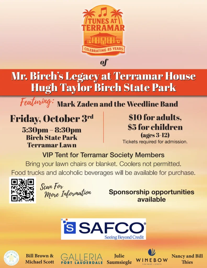 Flyer for Tunes At Terramar on Friday, October 3rd, 2025 at Birch State Park